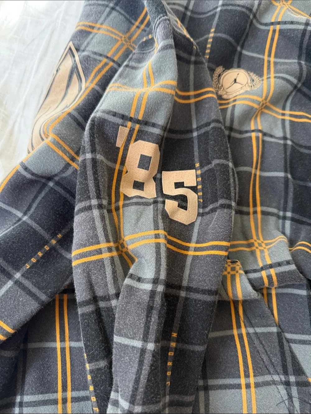 Jordan Men's Black & Yellow Plaid Hoodie